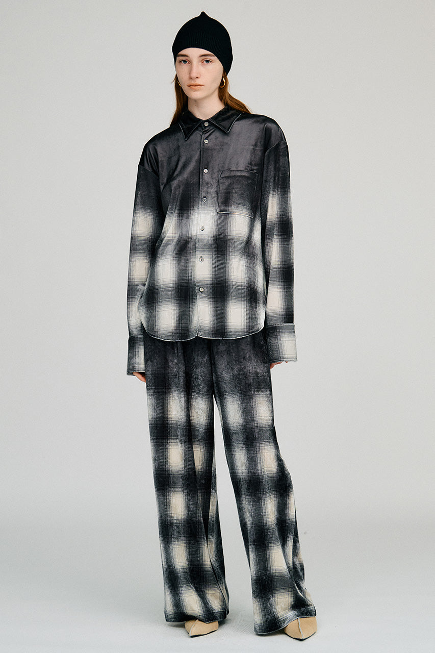 Faded Check Velour Pants - 2026AUTUMN