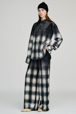 Faded Check Velour Shirt - 2026AUTUMN
