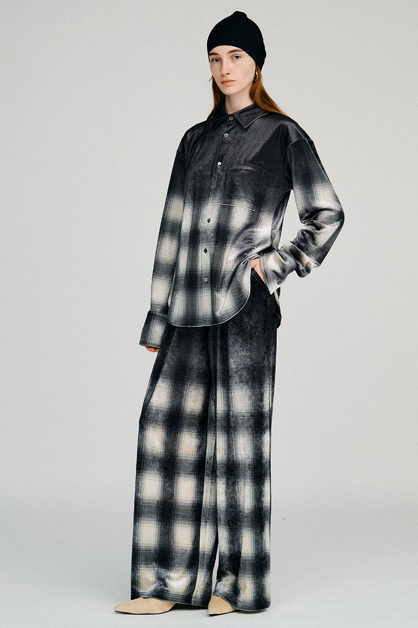 Faded Check Velour Shirt - 2026AUTUMN