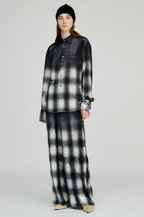 Faded Check Velour Pants - 2026AUTUMN