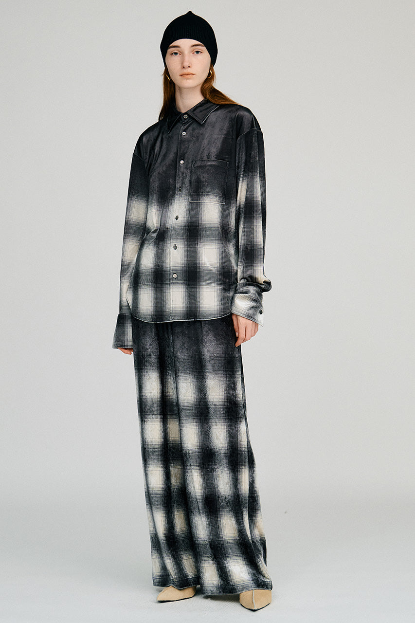Faded Check Velour Pants - 2026AUTUMN