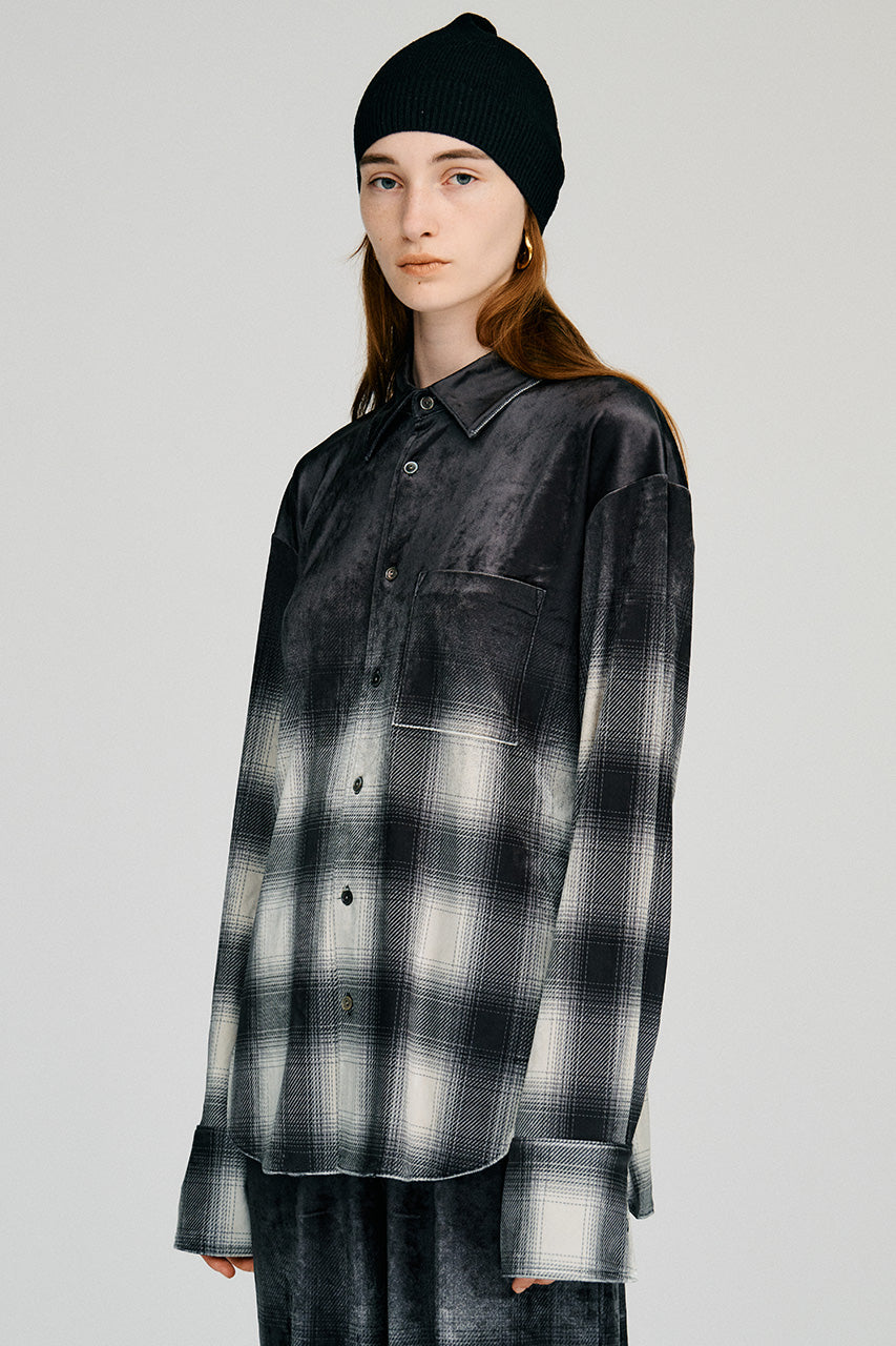 Faded Check Velour Shirt - 2026AUTUMN