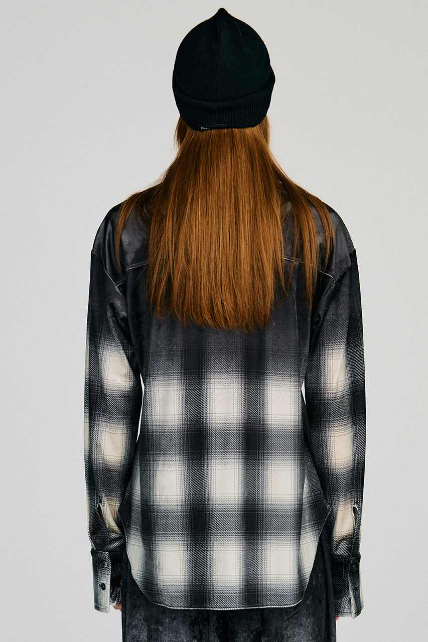 Faded Check Velour Shirt - 2026AUTUMN