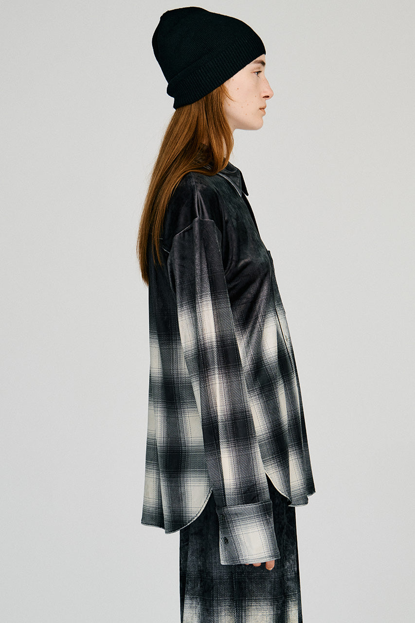 Faded Check Velour Shirt - 2026AUTUMN