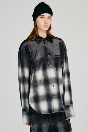 Faded Check Velour Shirt - 2026AUTUMN