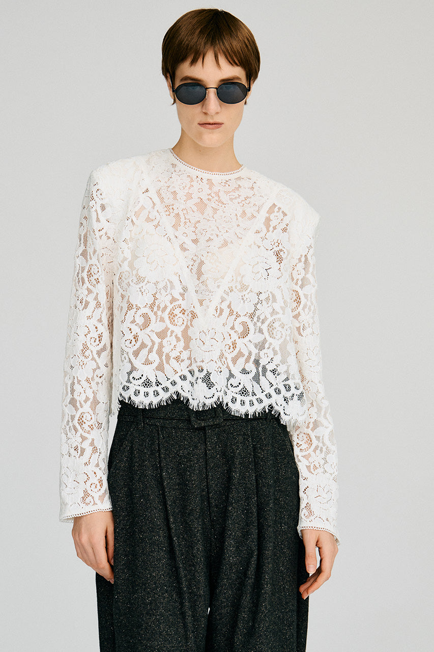 Shoulder Pad Combination Lace Blouse - 2026AUTUMN