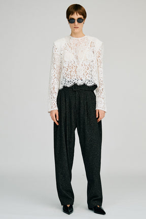 Shoulder Pad Combination Lace Blouse - 2026AUTUMN