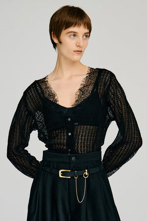 Deep Neck Lace Cardigan - 2026AUTUMN