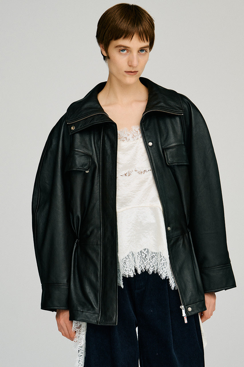 Low Drawstring Sheep Leather Jacket - 2026AUTUMN