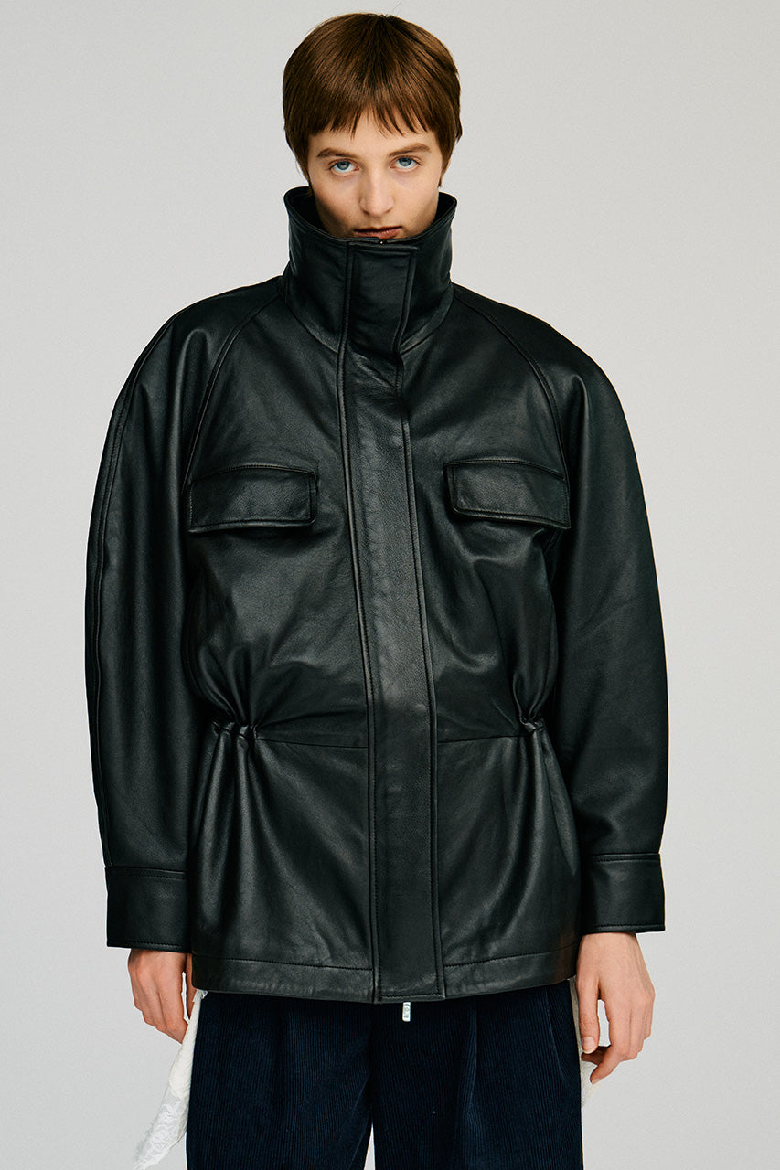 Low Drawstring Sheep Leather Jacket - 2026AUTUMN