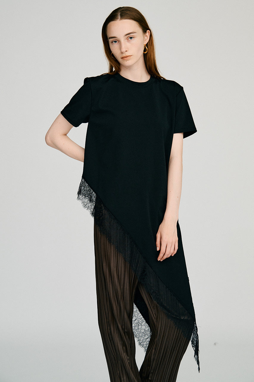 Asymmetric Lace Hem T-Shirt - 2026AUTUMN