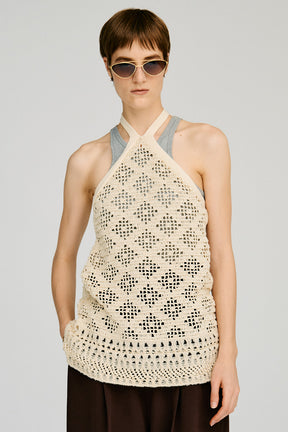 Crochet Knit Halter Top - 2026AUTUMN