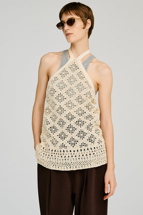 Crochet Knit Halter Top - 2026AUTUMN