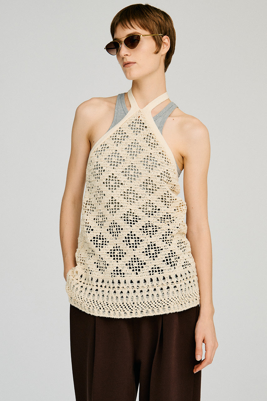 Crochet Knit Halter Top - 2026AUTUMN