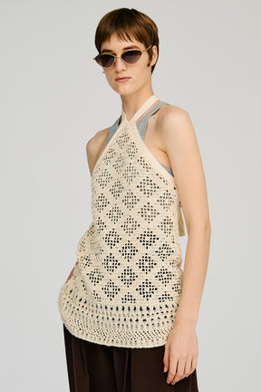 Crochet Knit Halter Top - 2026AUTUMN