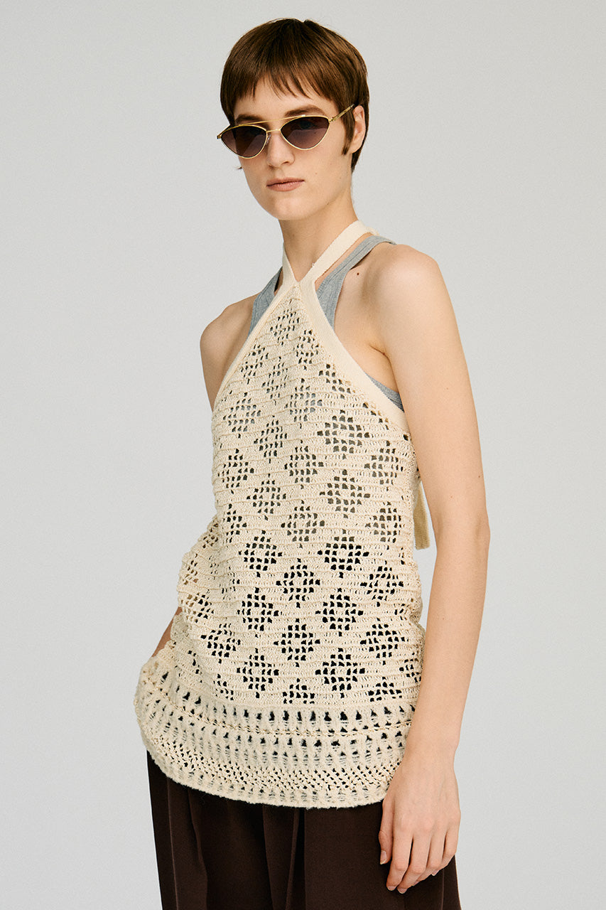 Crochet Knit Halter Top - 2026AUTUMN