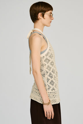 Crochet Knit Halter Top - 2026AUTUMN