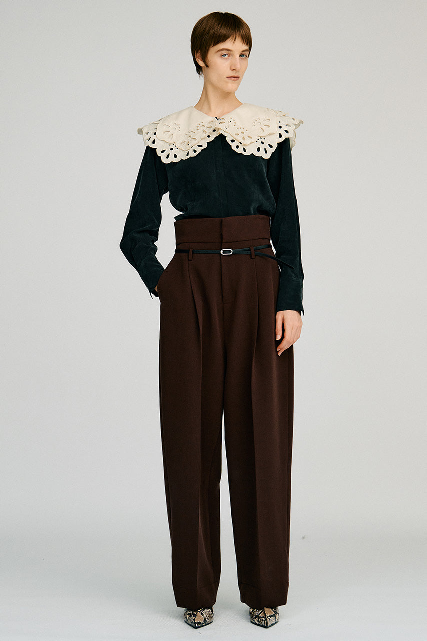 Embroidery Scallop Collar Blouse - 2026AUTUMN