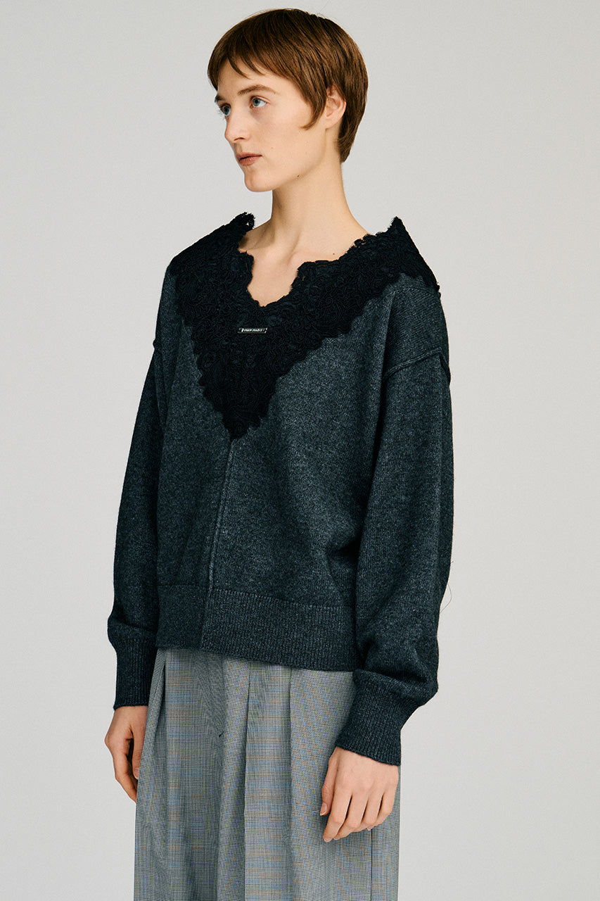 V-Neck Lace Knit - 2026AUTUMN