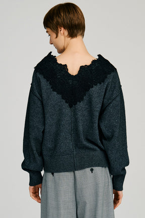 V-Neck Lace Knit - 2026AUTUMN