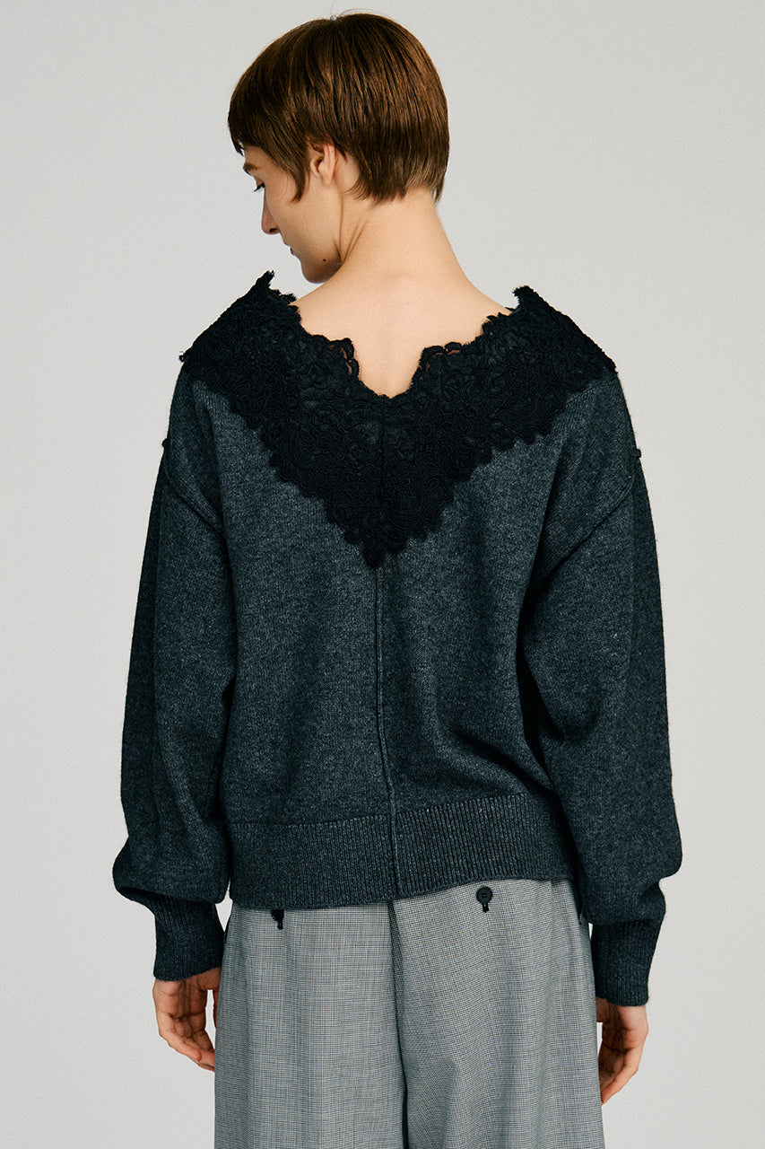 V-Neck Lace Knit - 2026AUTUMN