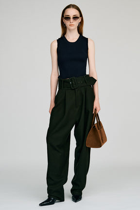 High-Waist Belt Cocoon Pants - 2026AUTUMN