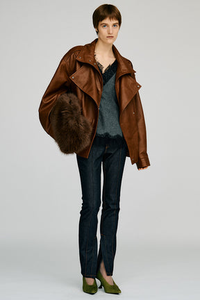 Sheep Leather Bomber Jacket - 2026AUTUMN