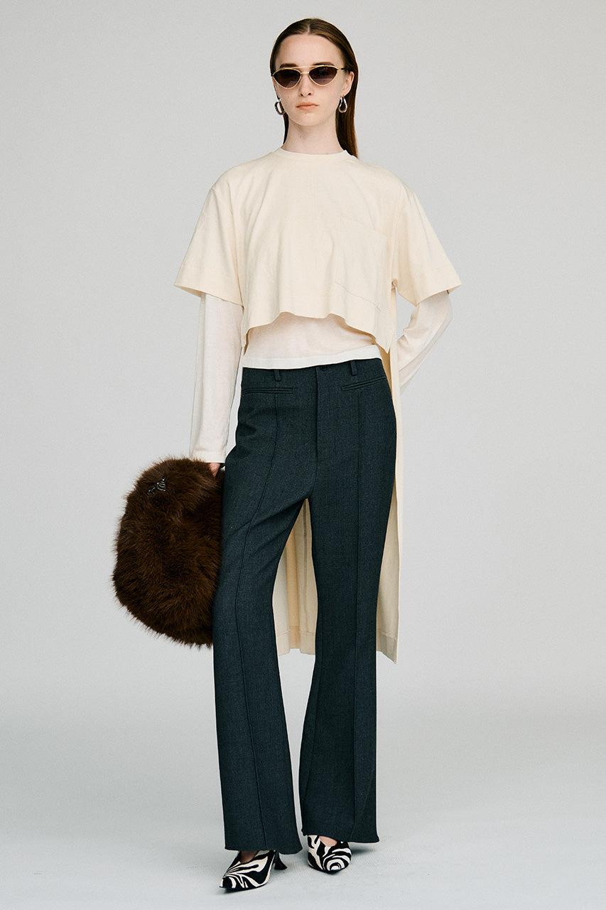 Back Long Layered Jersey Top - 2026AUTUMN