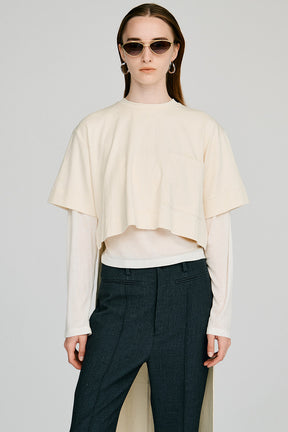 Back Long Layered Jersey Top - 2026AUTUMN