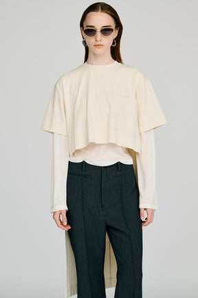Back Long Layered Jersey Top - 2026AUTUMN