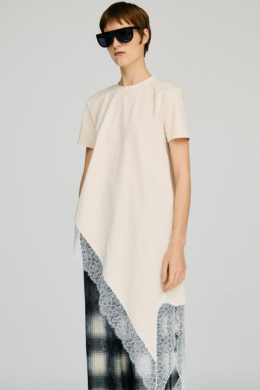 Asymmetric Lace Hem T-Shirt - 2026AUTUMN