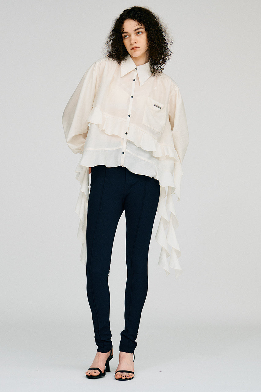 Sheer Ruffle Shirt - 2026AUTUMN