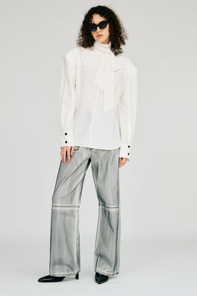 High-Neck Power Shoulder Shirt - 2026AUTUMN