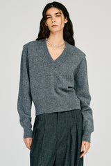 Pure Wool V-Neck Shoulder Knit