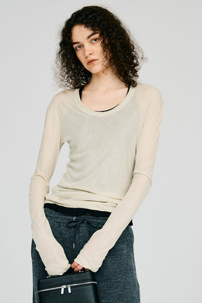 Scoop Neck Sheer Top - 2026AUTUMN