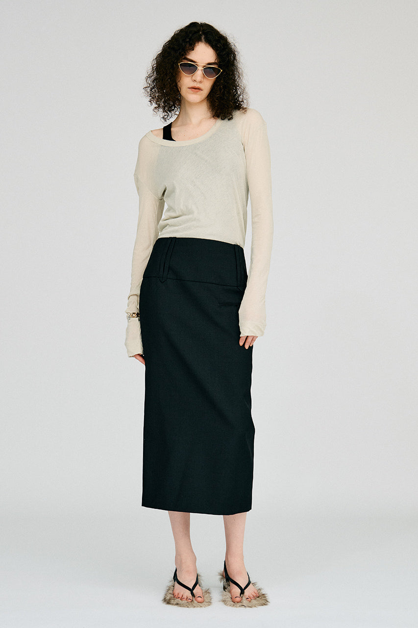 Wide Belt Midi Skirt - 2026AUTUMN