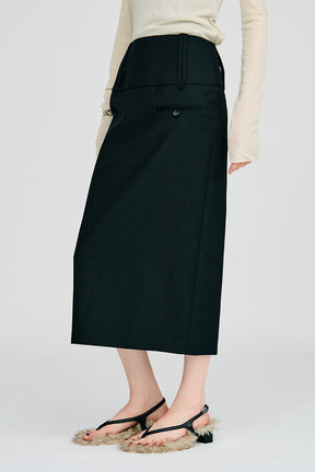 Wide Belt Midi Skirt - 2026AUTUMN