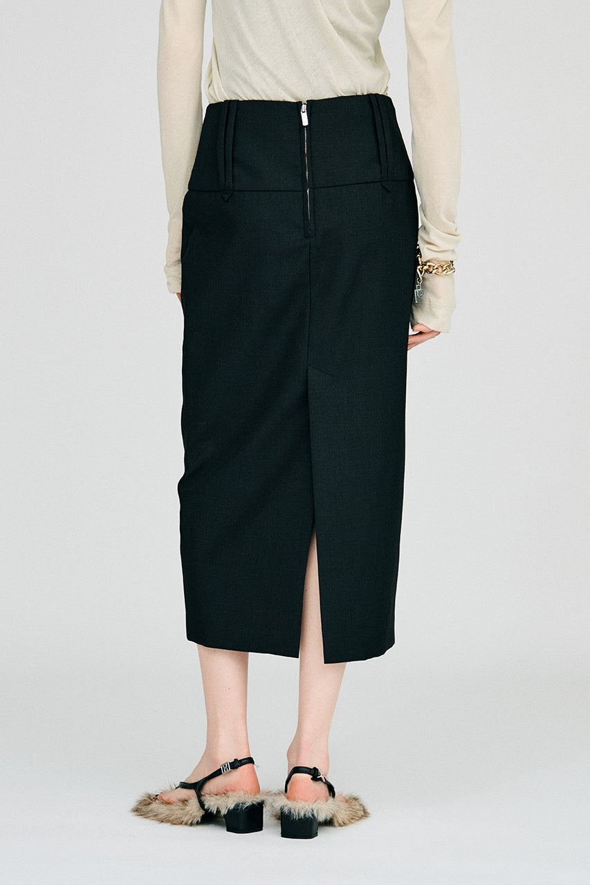 Wide Belt Midi Skirt - 2026AUTUMN