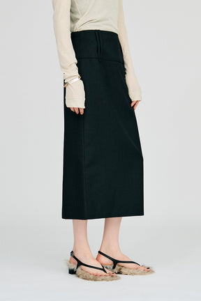 Wide Belt Midi Skirt - 2026AUTUMN