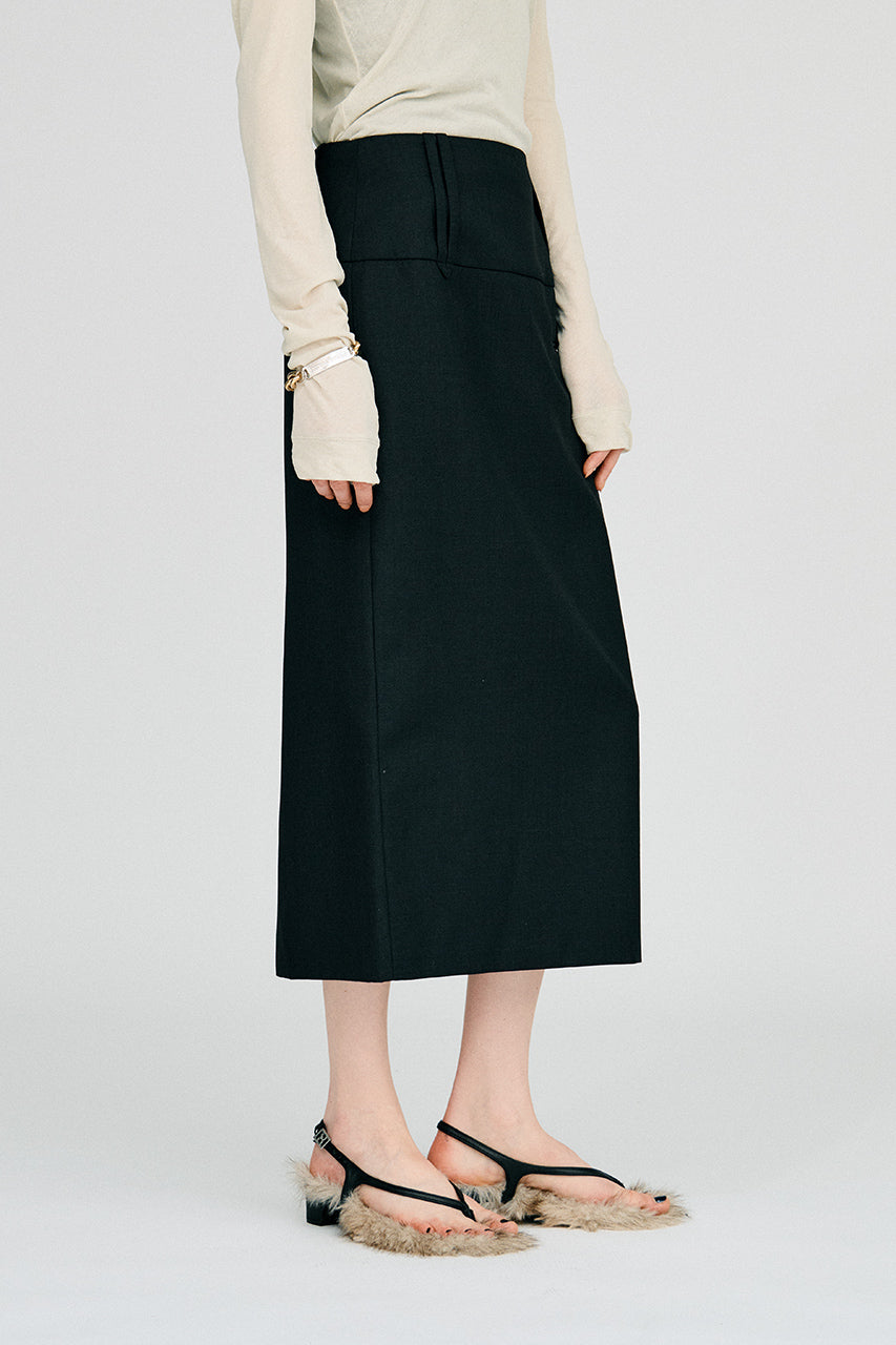Wide Belt Midi Skirt - 2026AUTUMN