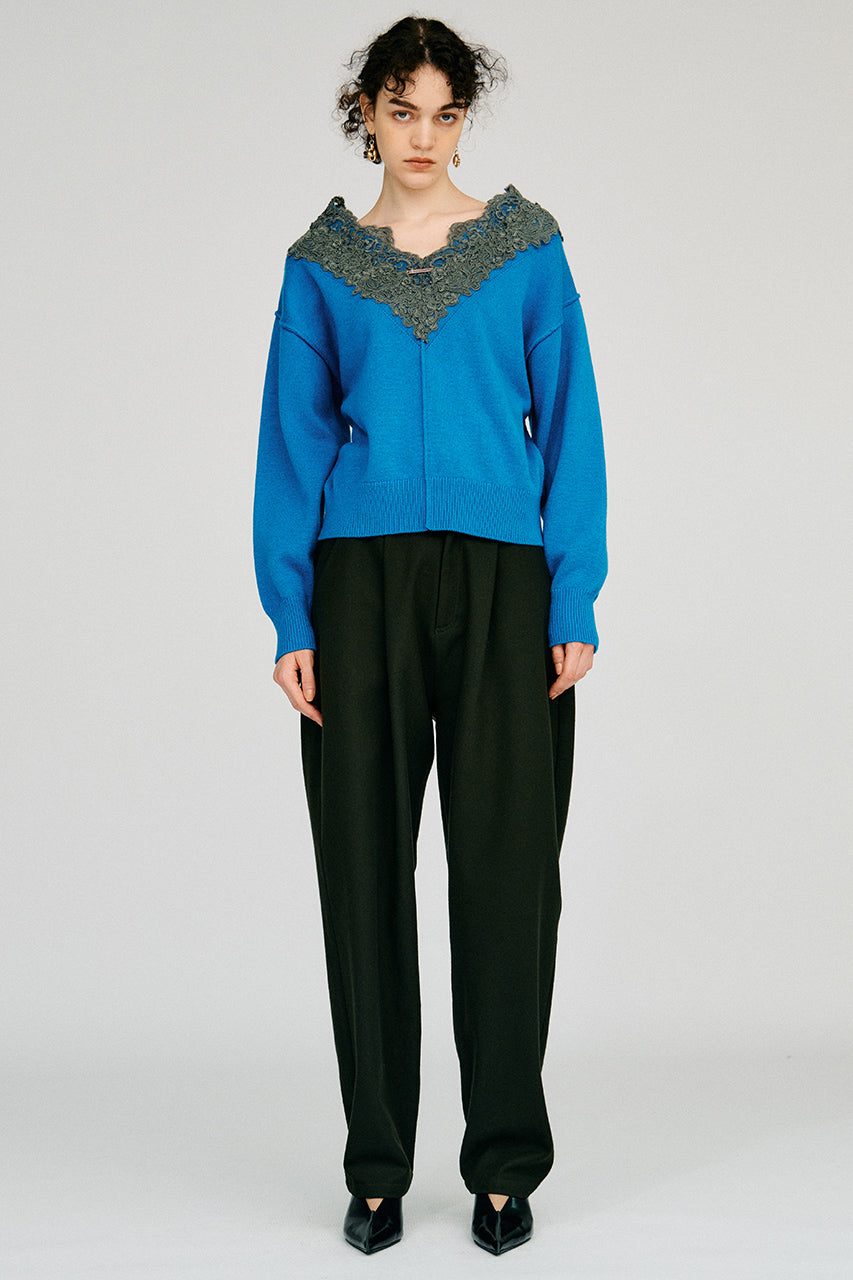 V-Neck Lace Knit - 2026AUTUMN