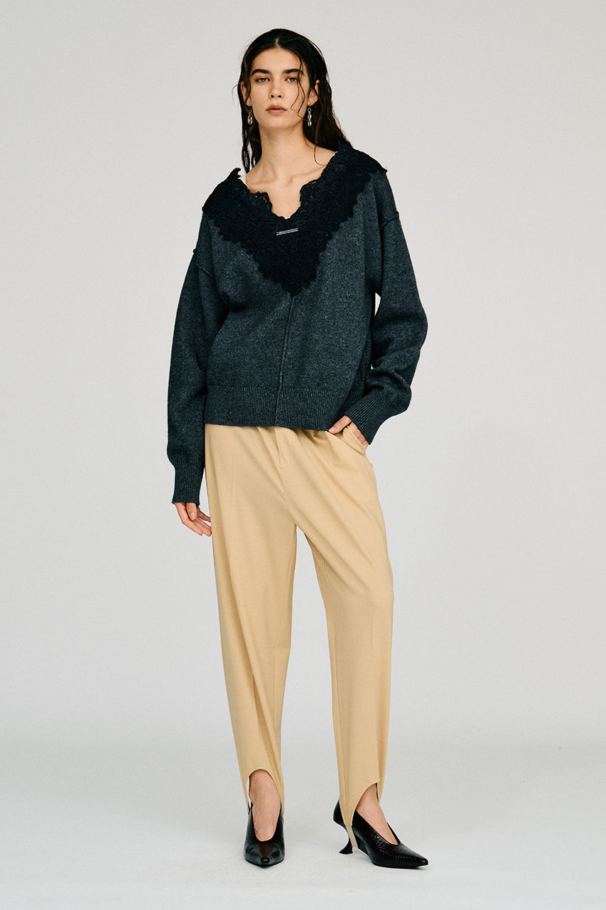 V-Neck Lace Knit - 2026AUTUMN