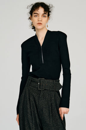 Deep V-Neck Knit Pullover - 2026AUTUMN