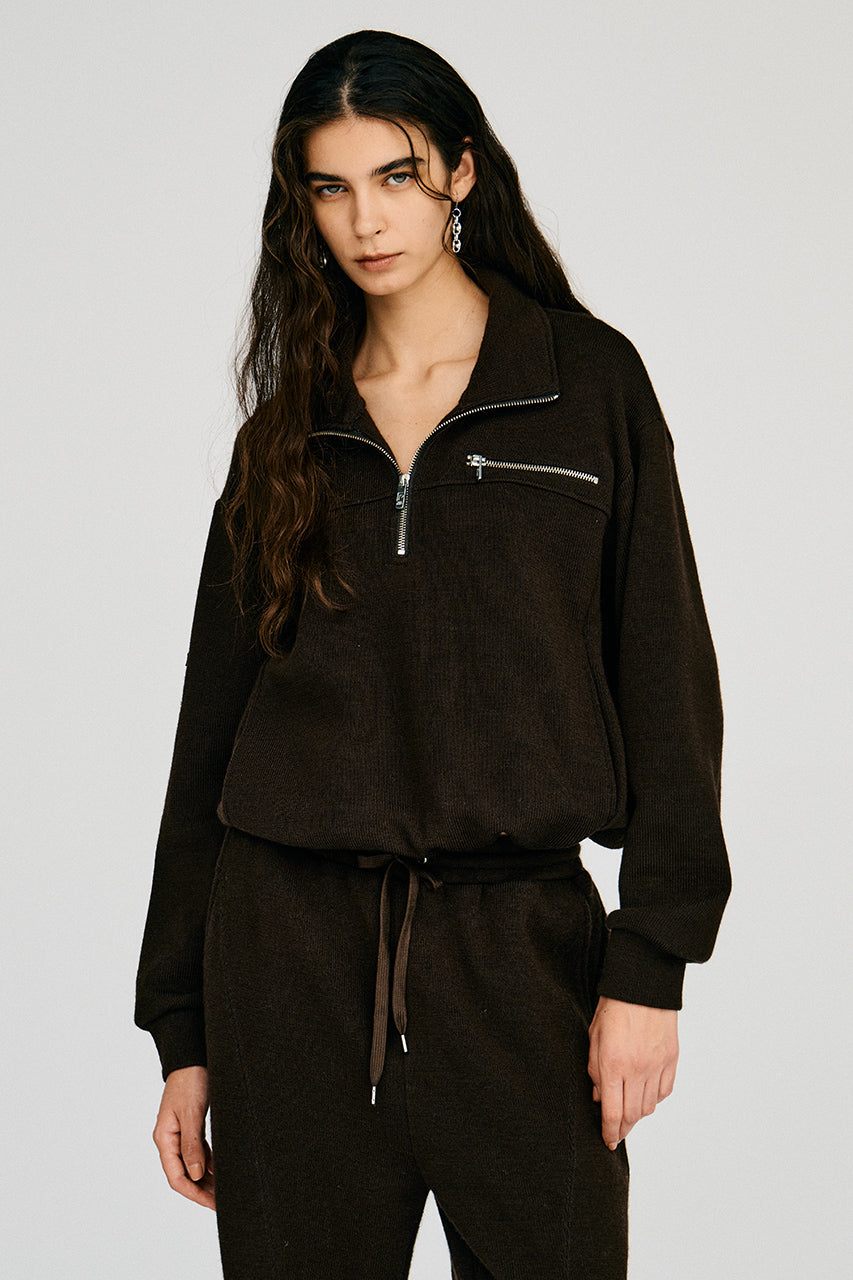Wool Blend Half-Zip Top - 2026AUTUMN
