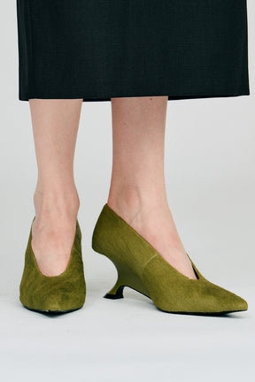 Pony Hair Curve Wedge Pumps - 2026AUTUMN