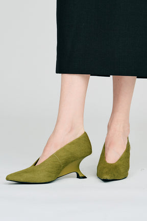 Pony Hair Curve Wedge Pumps - 2026AUTUMN