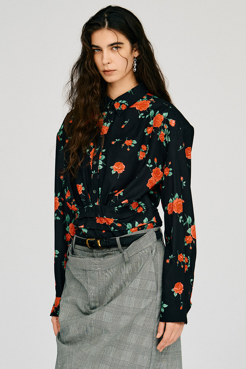 Hold Waist Rose Shirt - 2026AUTUMN