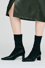 Fabric Combination Stretch Short Boots