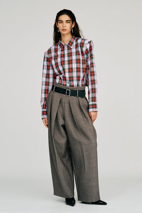 Check Shoulder Padded Shirt - 2026AUTUMN