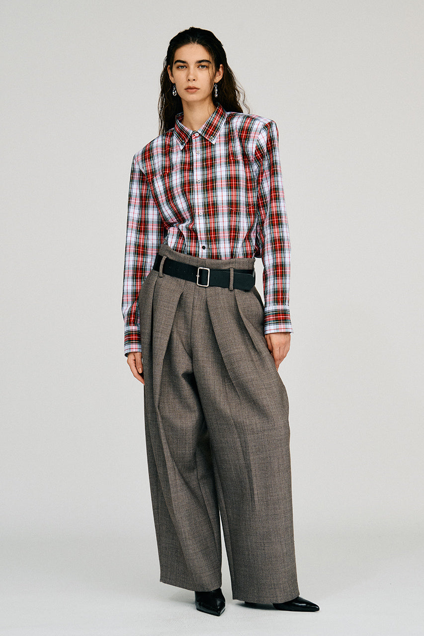 Check Shoulder Padded Shirt - 2026AUTUMN